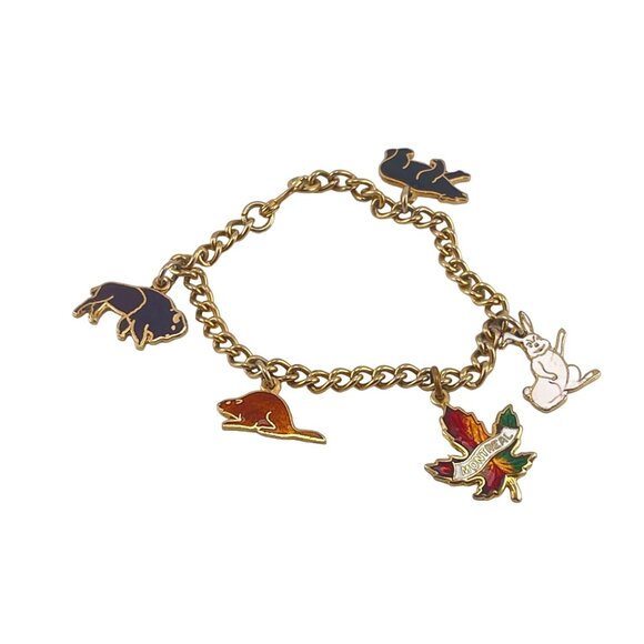 Montreal Enamel Charm Bracelet With Animal & Leaf Pendants - Picture 1 of 8